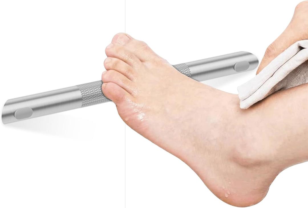 BWE Brushed Nickel Shower Foot Rest Bar, Stainless Steel Bar Corner Shower Foot Rest for Shaving Legs, Non-Slip Knurled Shower Step, Wall Mounted Bathroom Shower Shaving Foot Rest