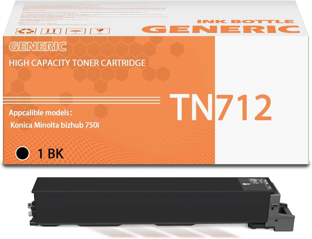 TN712 Toner Cartridge for TN711K TN712K(A3VU030) Toner Cartridge Compatible with C754 C654 754E 654E Toner Page Yield 47200 (1 Pack)