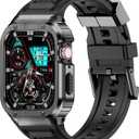 Band with Stainless Steel Case Compatible with Apple Watch Series 11 10 46mm Band, iwatch Bands Rugged Metal Protective Cover for Men (Grey)