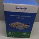 50 Pack (100-Piece) 32 oz Meal Prep Containers Reusable with Lids 3-Compartment, To Go Take Out Plastic Food Storage Containers, Sturdy Leakproof Food Safe, Microwave Freezer Dishwasher Safe, Blue