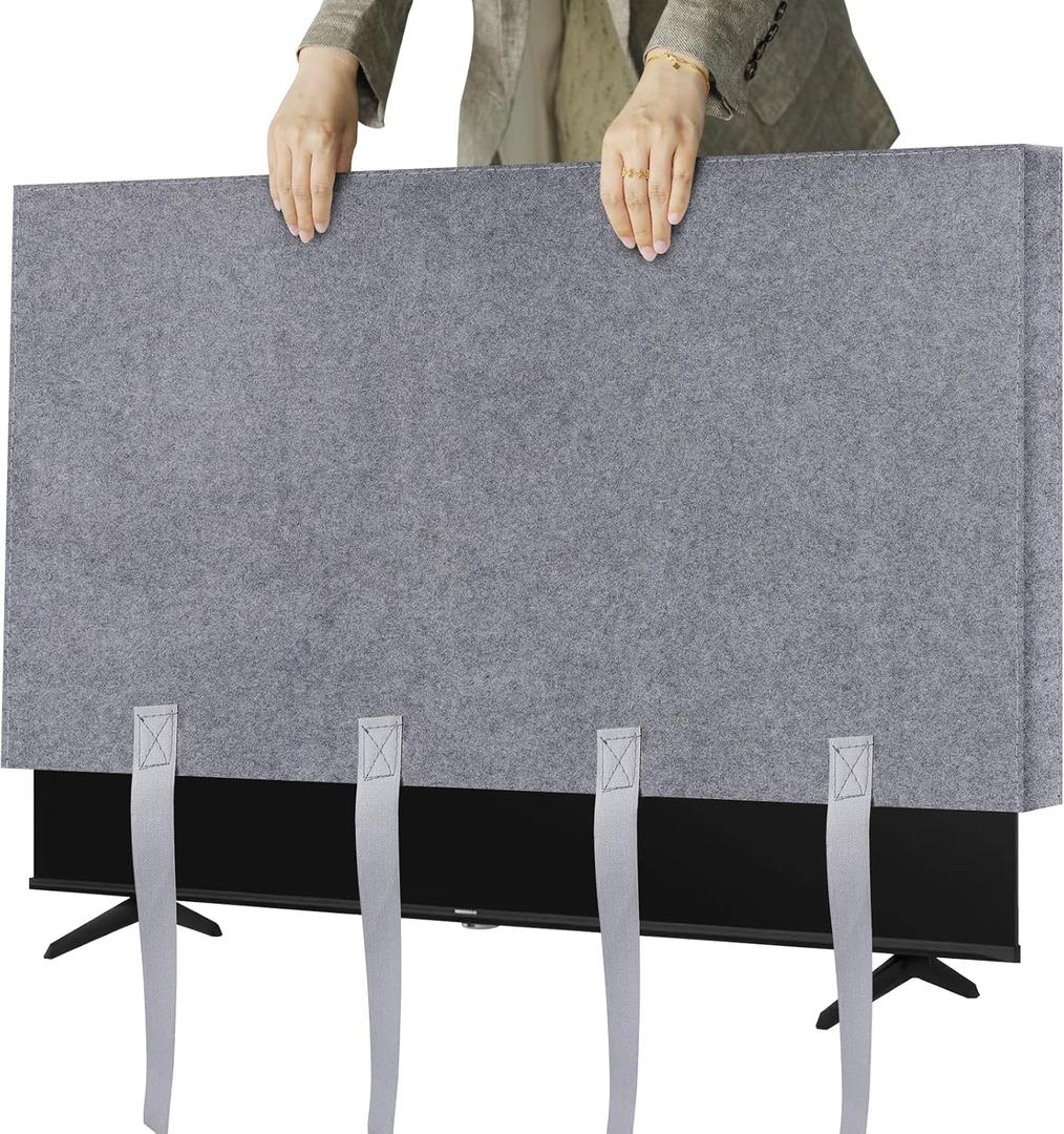 TV Cover for Moving & Shipping, 60"-65" Flat Screens TV Cover Protector Heavy Duty Felt Anti-Scratch Dust Resistant with Straps for Protection TV Moving Home Renovation Pet Scratch or Other Furniture