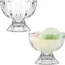 5oz Vintage Glass Dessert Bowls Set of 2, Heavy Base Ice Cream Cups for Sundae, Fruit, Pudding, Snacks & Condiments
