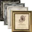 5x5 Picture Frames Set of 4- Rustic Retro Photo Frame with Real Glass Wall Mount and Tabletop Display Family Friends Wedding Gift