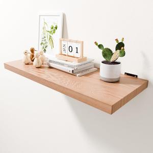 30 Inch Solid Oak Floating Shelves for Wall - Natural Wood 12 Inch Deep Wall Shelf, Rustic Display Shelf Wall Mounted, Hanging Wall Shelf Decoration for Bedroom, Bathroom, Living Room