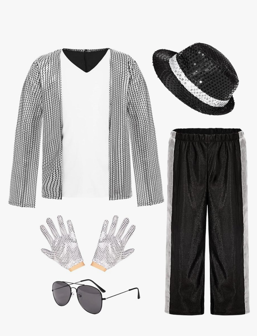 Kids Dance Star Costume for Boys 80s 90s Hip Hop Stage Outfits for Halloween Cosplay 110-120cm