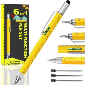 3 x Gifts for Men,Multi Tool Pen Set Dad Gifts from Daughter Son, 6 in 1 Multitool Pen with Ruler Level Ballpoint Pen Multitool, Birthday Gift Men Stocking Stuffers for Adults Teen