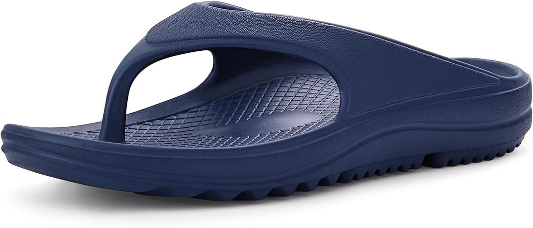 shevalues Orthopedic Sandals for Women Arch Support Recovery Flip Flops Pillow Soft Summer Beach Shoes (9.5-10 Women/8-8.5 Men, Navy Blue)