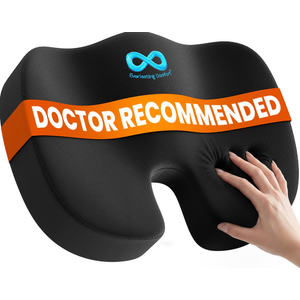 Everlasting Comfort Doctor Recommended Memory Foam Seat Cushion for Office Chairs & Car - Ergonomic Office Desk Accessories - Cushions for Tailbone Pain Relief, Sciatica (Black, Large), Pack Of 2