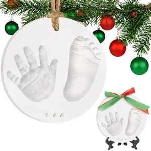 Baby Hand and Footprint Kit Girls, Boys - Personalized Baby’s First Christmas Ornament Kit, Newborn Christmas Gifts for New Mom, Cute Shower Gifts, Easy to Use Handprint Ornaments (Multi-Colored)