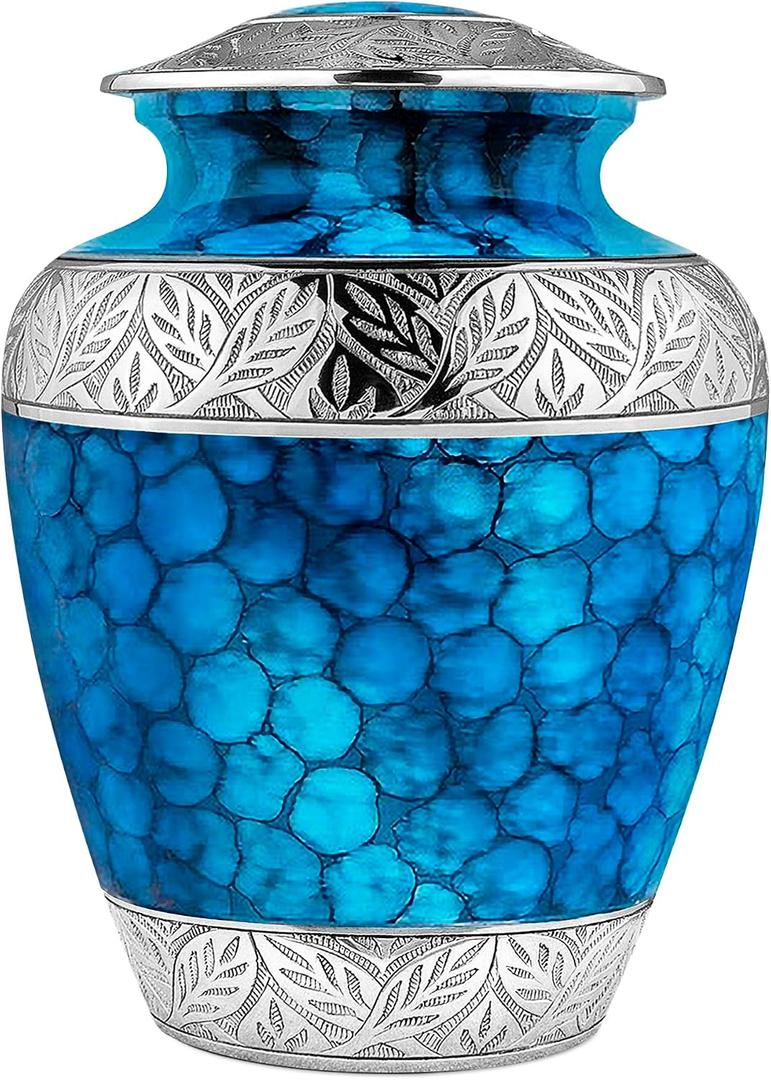 Trupoint Memorials Extra Large Urn for Ashes Adult Male or Female Up to 300 lbs – Cremation Urns for Human Ashes, Funeral Memorial Urns for Men & Women – Light Blue