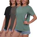 Ecavus Women's 3-Pack Nursing Shirts for Breastfeeding with Hidden Zippers Loose Fit Maternity Tops (XX-Large, Black/Charcoal/Heather Green)