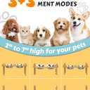 Elevated Dog Bowls, Adjustable Raised Dog Bowls Stand for Small Size Dogs and Cats, Durable Bamboo Dog Feeder with 2 Stainless Steel Bowls and Non-Slip Feet, Dog Food Bowls for Small Dogs Cats