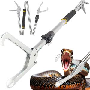 Snake Grabber Tool, 69" Snake Tongs Grabber for Rattlesnake Heavy Duty Professional Folding Snake Feeding Tongs Wide Jaw Snake Handling Tool Long Hndle Stainless Steel Tube Sponge Handle (BLACK)