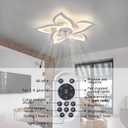 White Flower Modern Ceiling Fans with Lights, Low Profile Ceiling Fan with Remote for Bedroom, Flush Mount Ceiling Fan with LED Dimmable Light,3-Colors, 6-Speeds, Timing Ceiling Fan Light ‎24" White-Flower