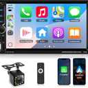 Double Din Wireless Carplay&Android Auto, Upriding 2 DIN 7-Inch Touchscreen Car Stereo with Bluetooth5.0, Head Unit FM Radio SWC EQ USB Mirror Link +Backup Camera