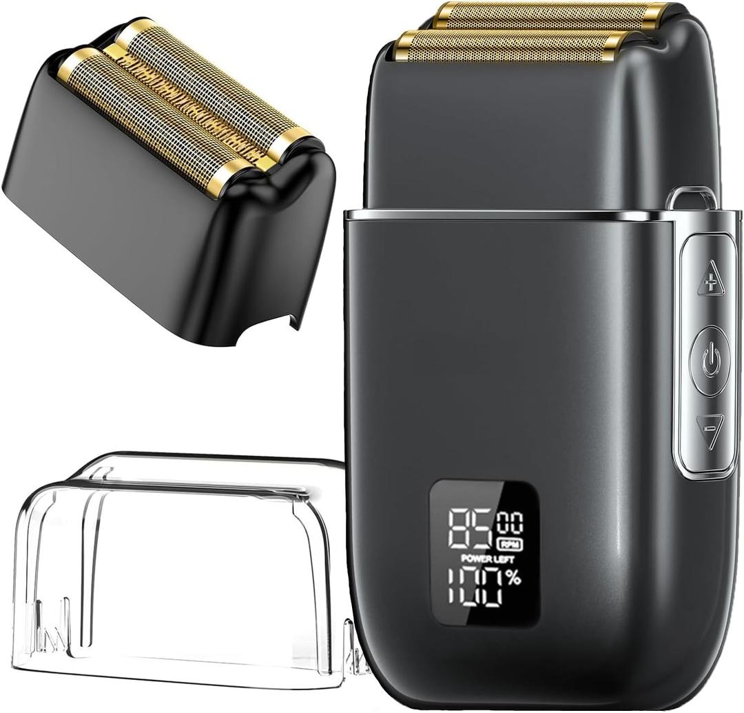 Electric Foil Shavers for Men, 3 Speed Electric Razor for Men, High Speed Dual Floating Blades, IPX7 Waterproof Wet & Dry, LED Display, USB Type C Charging, Foil Razor for Face/Beard/Head (Black)
