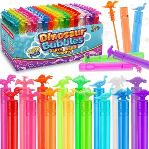 160 Piece Mini Dinosaur Bubble Wand Bulk (8 Style), Dino Theme Birthday Party Favors, Neon Toy for Pinata Suffer, Goodie Bags Filler, School Classroom Carnival Prizes, Summer Gifts for Kids Girl Boy