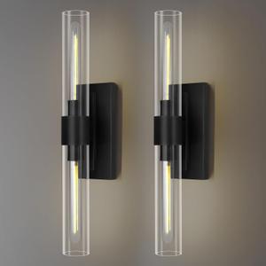 Modern Wall Sconces, 22.8in Black, 2-Light Indoor Wall Mounted Sconces, Bathroom Vanity Light for Living Room, Bedroom, Staircase