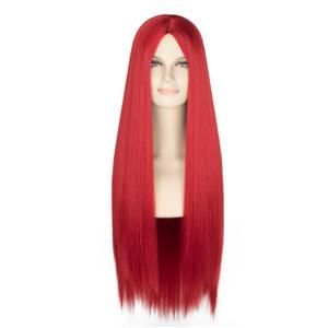 Miss U Hair Long Straight Dark Red Wig Women Center Part Cosplay Halloween Wig