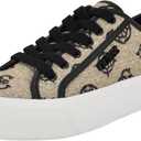 GUESS Women's Jelexa Sneaker (6.5, Light Natural/Black Logo 111)