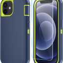 Phone Case for iPhone 12 Mini Case/iPhone 13 Mini Case with HD Screen Protector, Heavy Duty Shockproof & Dropproof 3-Layer Cover Phone Case for iPhone 12 Mini/13 Mini (Dark Bluegreen)