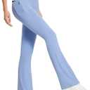 baleaf Women's Flare Leggings with Zipper Pockets Crossover High Waist Bootcut Yoga Pants Tummy Control Bell Bottom Leggings (XL)