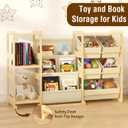 Kids Bookshelf and Toy Storage Organizer with 3-Tier Book Display and Shelves, Kids Toy Organizers and Storage with Bins, Book Shelf for Kids Rooms, Playroom Decor for Toddler Bedroom Nursery