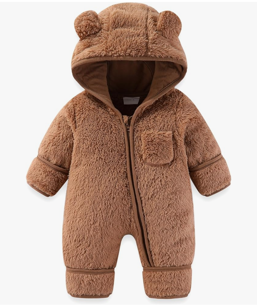 Visit the AiWMGL Store
AiWMGL Newborn Baby Bear Outfit With Fold-Over Mittens and Footies Girls Boys Winter Fleece Clothes Hooded Romper Snowsuit,0-3 m
