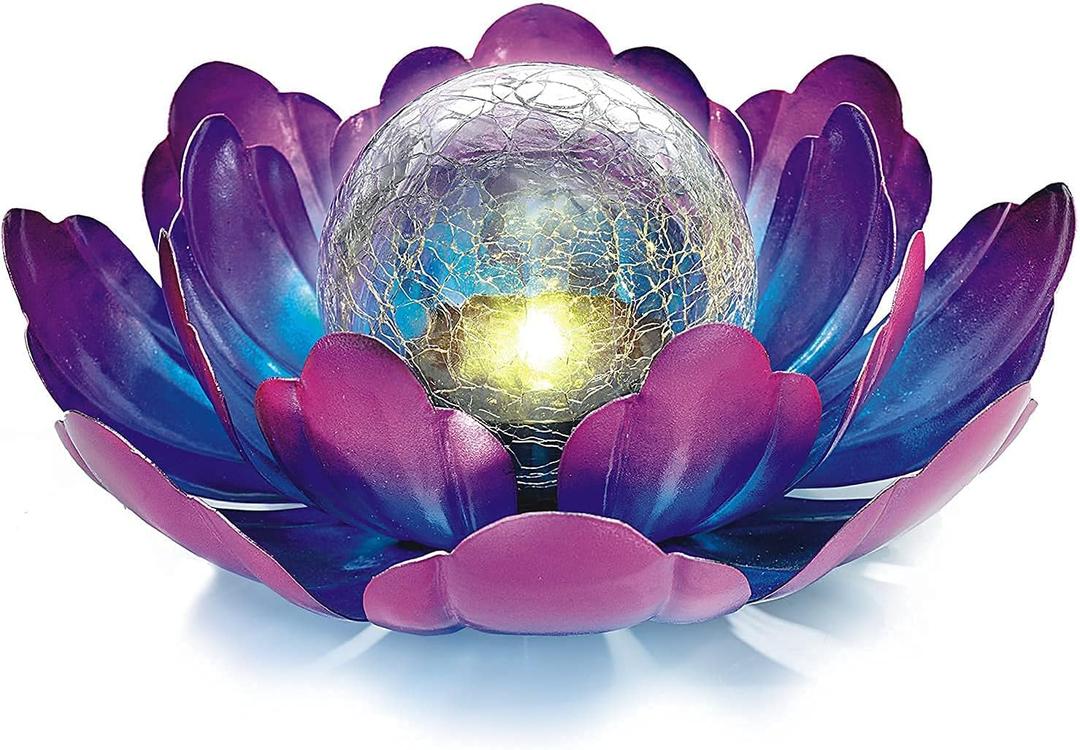Solar Lotus Flower Light Outdoor Decorations,Solar Powered Outdoor Garden Decorative,Garden Decor Birthday Gift for Women Mom Grandma Decor Light,Waterproof Metal Lotus Yard Outside Decoration (Multicolor)
