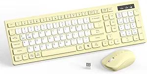 Wireless Keyboard and Mouse Combo, FullSized Wireless Keyboard and Adjustable DPI Mouse, 2.4GHz USB Receiver, Keyboard and Mouse for PC, Windows, Desktop, Laptop (Canary Yellow)