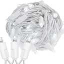 Novelty Lights 25ft Christmas String Lights, 50 Pure White LED Bulbs on White Wire, 6" Spacing, Connectable Indoor Outdoor Commercial Grade Lighting for Holidays Patio Weddings