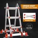 Soctone Ladder, A Frame Extension Ladder, Multi Position with Stabilizer Bar, 330 lbs Weight Rating Telescoping Ladder for Household or Outdoor Work, 10.5 Ft, Orange, Size: 10.5 Ft