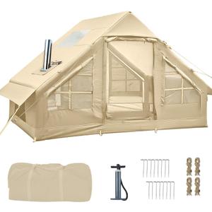 Inflatable Tents for Camping,Easy Blow Up Tent with Hand Pump,4 Seasons Waterproof Air Inflatable Camping Tent House for Family Weekend Camping, 9.8ft X 7.2 ft for 4-6 person