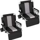 Foldable Stadium Seat Portable Folding Stadium Chairs Padded Bleacher Seat Cushion Bleacher Chair with Armrest and Cup Holder (Black-grey2)