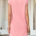 KIRUNDO Summer Dresses for Women 2026 Cap Sleeve Tshirt Dress Spring Mini Shift Sundress Loose Beach Outfits with Pockets (XL)
