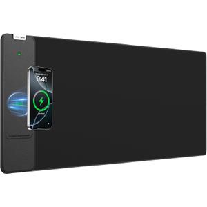 2-in-1 Mouse Pad with Wireless Charging, Gaming Mouse Pad, 31.5"x11.8" Large Desk Mat for Laptop/Keyboard, Waterproof Smooth Surface, Non-Slip Base, No Adapter