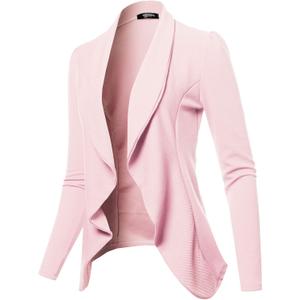SSOULM Women's Long Sleeve Classic Draped Open Front Lightweight Blazer with Plus Size (3X-Large)
