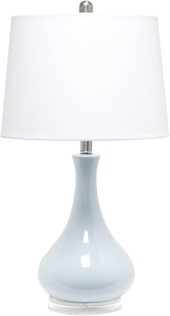 Elegant Designs LT3312-LTB Ceramic Genie Tear Drop Shaped Glossy Table Lamp, Light Blue