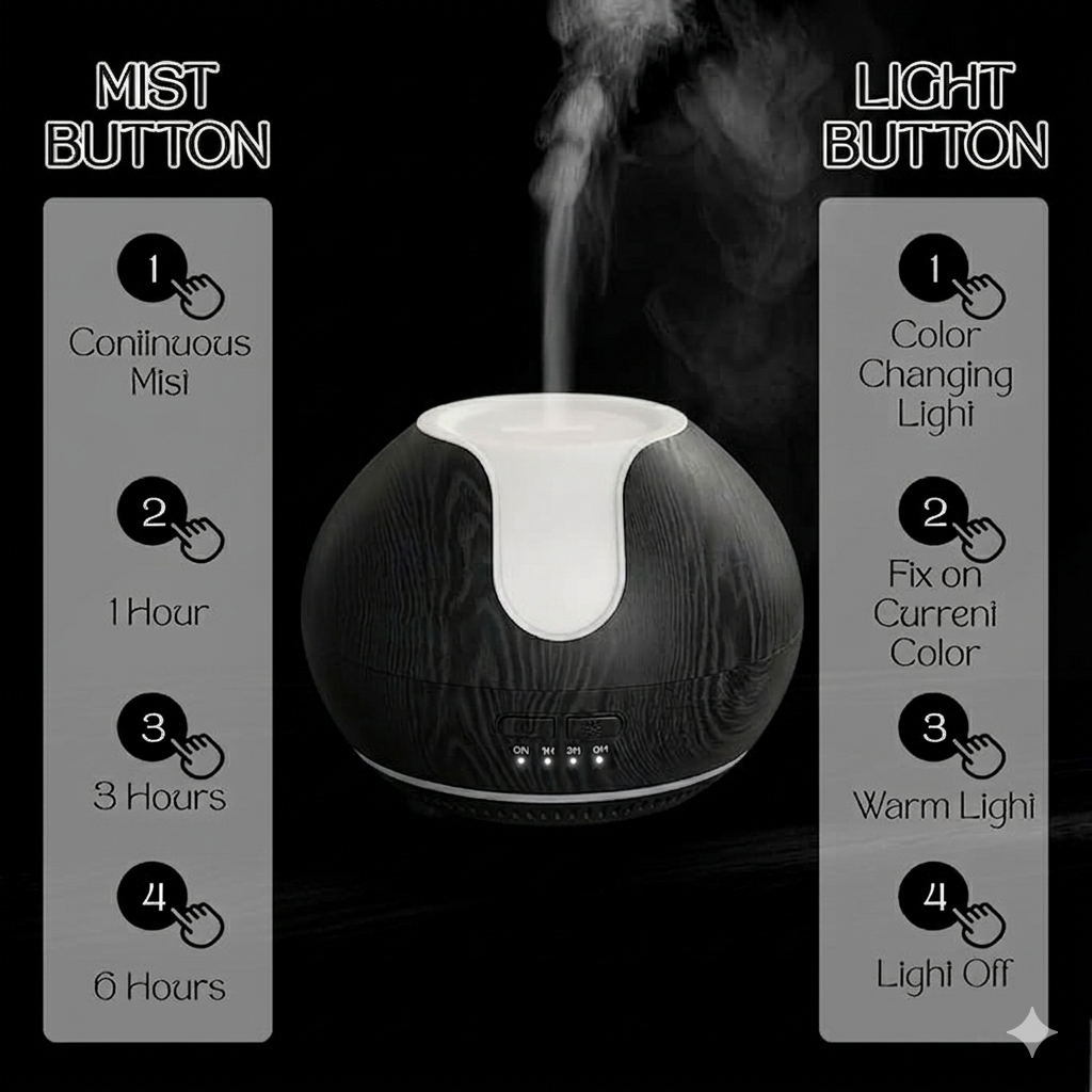 ARVIDSSON Essential Oil Diffuser 1 Pack, Ultrasonic Oil Diffusers for Home, Aromatherapy Diffuser with Mood Light, 200ml Diffuser for Essential Oils, Gift for Women - Black