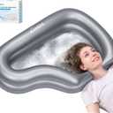 Inflatable Portable Shampoo Bowl, Hair Washing Bowl with Drain Hose & Neck Support, PVC Inflatable Shampoo Bowl for Bedridden Patients, Disabled, Seniors, Kids, Home Care, Large