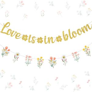 Love is in Bloom Bridal Shower Decorations Banner, Floral Flower Themed Bridal Shower Decorations Banner Garland for Girl Women Bachelorette Wedding Engagement Party