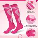 2 Pairs Breast Cancer Awareness Compression Socks Pink Softball Soccer Football Socks (Pink)