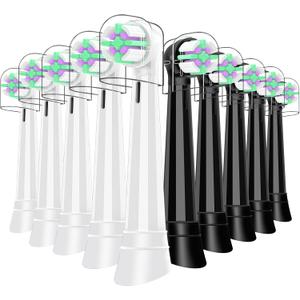10 Pcs IO Replacement Toothbrush Heads Compatible with Oral B iO, Brush Heads Compatible with Oral B iO 2/3/4/5/6/7/8/9/10 Series Electric Toothbrushes Black+White