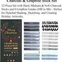 Fuxi Sketch Pad and Pencil Set | Stocking Stuffers, Art Supplies for Adults | Gifts for Artists, Teen & Beginners | Complete Drawing Set with Sketch Book, Sketch Pencils, Charcoal & Graphite Sticks.