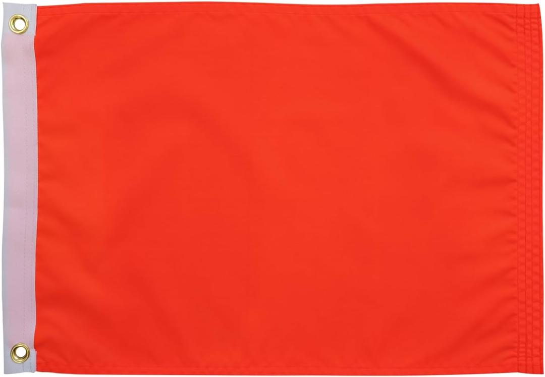 SYII Orange Boat Flag 12x18 Inches Outdoor, Heavy Duty Solid Color Nylon UTV ATV Attention Safety Flags with 2 Brass Grommets for Boating Car Bike Yacht Construction