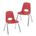 FDP 12" School Stack Chair, Stacking Student Seat with Chromed Steel Legs and Swivel Glides; for Classroom, Homeschool or Learning Space - Red (2-Pack), 14333-RD