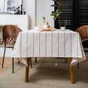 ArtBud Cotton Linen Table Cloths Boho Farmhouse Heavy Fabric Table Cover Burlap Striped Washable Table Top for Parties Coffee Kitchen Picnic Rectangle/Oblong, 55"102"(8-10 Seats) (White-black)