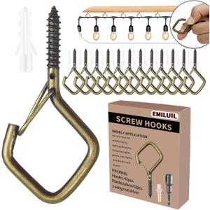 42 PCS Metal Bronze Eye Screw Hooks for Hanging Heavy Duty.Windproof Ceiling Hooks for Hanging Plants,Cup,Wind Chime,Bird Feeders,Christmas String Lights at Indoor&Outdoor 2.2 Inch