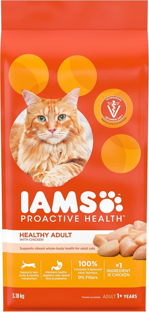 IAMS Proactive Health Dry Cat Food, Healthy Cat Food Dry Recipe for Adults, with Chicken 7 lb. Bag (EXP 07/18/27)
