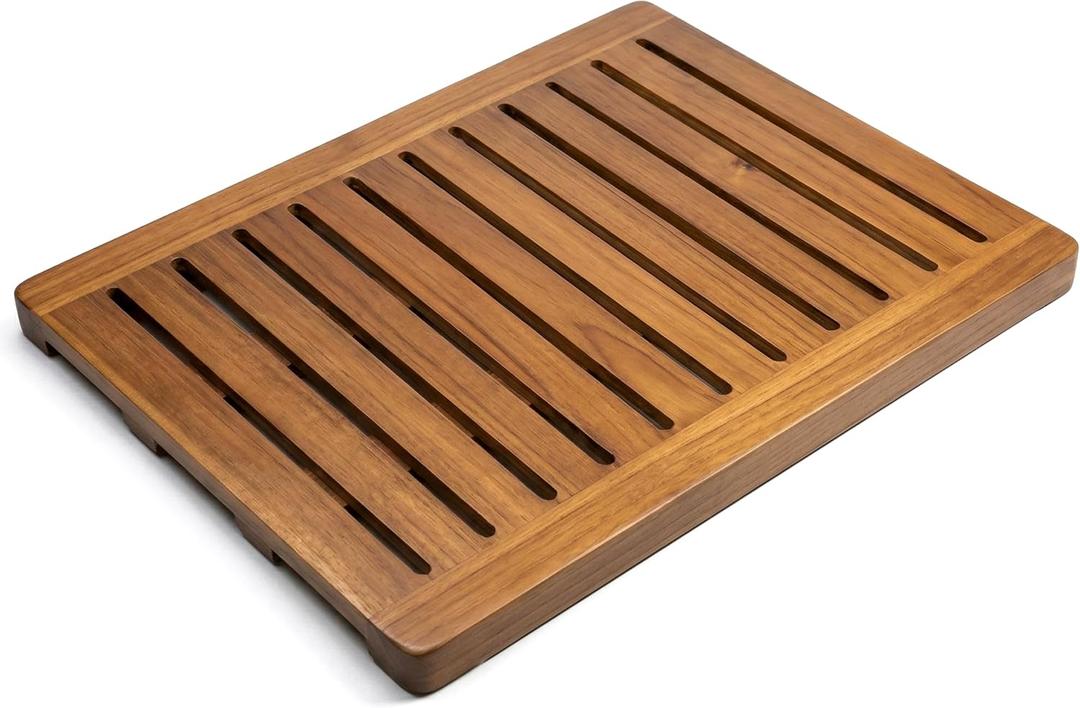 Acacia Wood Shower Mat, Non-Slip Bath Mat for Bathroom, 24 x 18 in